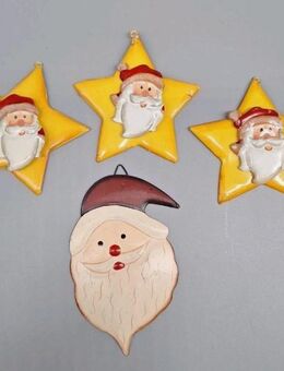 4 Stück Weihnachtsmann Weihnachten Weihnachtsbaumschmuck Metall 10x10cm hängen - Essen