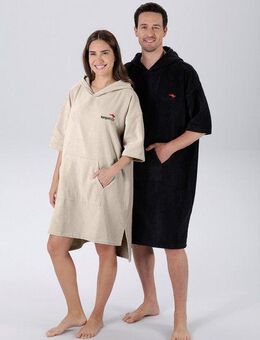 KangaROOS Badeponcho Summer, ideal für Sauna, Spa & im Urlaub, Damen & Herren, Midilänge, Baumwolle, Kapuze, ohne, Surfponcho, mit Bauchtasche, 100% Baumwolle, Frottee
