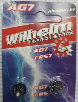 b08) 2x Alkaline Knopfzellen Knopfbatterie AG7 LR57 LR927 195 395 GP95A - 1,5 V Wilhelm Batterien - Garbsen