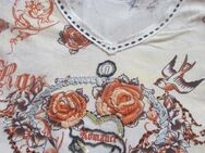 NEU * Romantik * Trachten * Folklore * Rosen * Blüten * Flower * Glitzer * Perlen * Pailletten * Stickerei * T- Shirt "BIBA by ESCADA" Gr. 36- 38/ S * dunkel- blau * terra * weiß * - Riedlingen