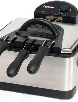 bestron Fritteuse DF402B Cool Zone, 2000 W, Fassungsvermögen 1x ca. 1,5 kg/2x ca. 0,75 kg, 3 Frittierkörbe, 4 l