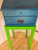 Stabiles Stehpult (alt) mit Untergestell (neu) in Türkis und Grün in 63584