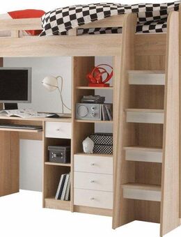 Begabino Hochbett Unit mit Kleiderschrank, Schreibtisch und Schubladen