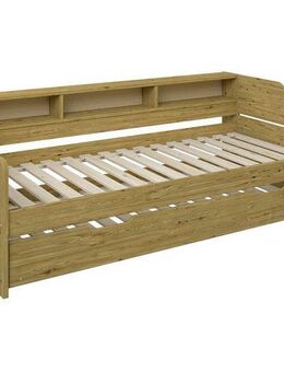 Home affaire Daybett "REETE1", Stauraum, Funktionsbett, Kinderbett, inklusive Schubkasten, mit Regalen, FSC® zertifiziertes Massivholz (Kiefer), Landhausstil