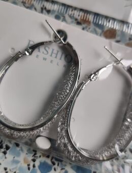 Ohrringe Kreolen Oval Silber Strass - Brüel