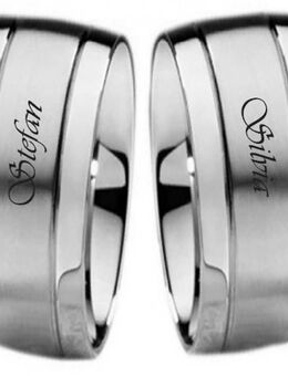 Breite Edelstahlringe E300 ohne Stein mit Außengravur - Aholming