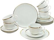 Guido Maria Kretschmer Home&Living Kaffeeservice GMK Geschirr-Set Godi (18-tlg), 6 Personen, Porzellan, Service, handbemalter Rand, 18 Teile, für 6 Personen