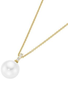 GIORGIO MARTELLO MILANO Kette mit Anhänger mit Anhänger, Zirkonia, Muschelkern Perle, vergoldet Silber 925