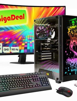 GAMEMAX GigaDeal Gaming-PC-Set Rockstar PC-Komplettsystem (32", AMD Ryzen 7 5700X, RTX 5060 Ti, 32 GB RAM, 1000 GB SSD, Windows 11, DDR4 RAM + Gigabyte GS32QC LED-Monitor Curved, 80 cm (32)