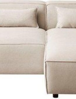 LeGer Home by Lena Gercke Ecksofa PIARA XXL, Big-Sofa in Cord oder Leinenoptik, L-Form, mit Kedernaht, wahlweise Ottomane rechts/links, schwarze Füße, extra tiefe Sitzfläche