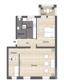 Stötteritz: Tageslichtbad mit Dusche I Küche mit Einbauküche - Leipzig