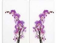WENKO Herd-Abdeckplatte Universal Modell Orchideenblüte, Glas, (Set, 2 tlg), Herdabdeckung für alle Herdarten, kratzfest, mit rutschfesten Füßen