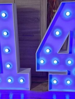 Vermiete Vermietung zum mieten leihen rent XXL 120cm Zahl 14 leuchtende Zahlen RGB LED Zahlen Geburtstag 14. Deko Dekoration - Großbeeren