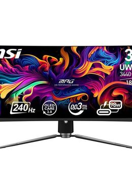 MSI MPG 341CQPX QD Curved-Gaming-OLED-Monitor (86,8 cm/34 ", 3440 x 1440 px, UWQHD, 0,03 ms Reaktionszeit, 240 Hz, OLED, 3 Jahre Herstellergarantie, höhenverstellbar, USB-C)