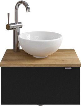 Saphir Waschtisch Serie 6915 Waschschale mit Unterschrank für Gästebad, Gäste WC (3-St., Keramik-Aufsatzbecken, Waschtischplatte, Waschtischunterschrank), 51 cm breit, 1 Tür, Waschtischplatte, kleine Bäder, ohne Armatur
