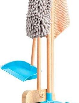 Hape Kinder-Besen Spielzeug-Putzset mit Ordnungsständer, (Set, 6-tlg)