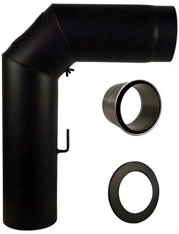 Color Emajl Ofenrohr Heathus Rauchrohr-Set SW, (Set, 3-tlg), Bogen, 150 mm, 90 °, 60 cm, schwarz