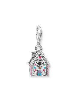 THOMAS SABO Charm-Einhänger Lebkuchenhaus Silber, mit Glas-Keramik Stein, Zirkonia (synth), Rubin (synth)