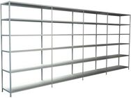 SCHULTE Regalwelt Steckregal Stecksystem Grund- und 3x Anbauregale, Metall weiß, 2300x3800x350 mm, 24 Böden