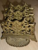 Antiker Jugendstil Briefhalter Briefständer verzierter Messing alt Büro Schreibtisch Briefablage in 51674