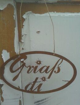 Schild "Griaß di" oval oder rechteckig Edelrost - Kraftisried