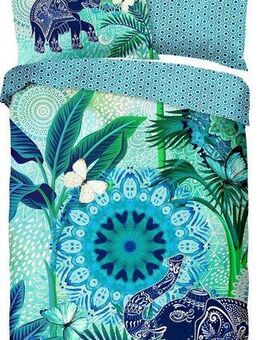 hip Wendebettwäsche Isara, Satin, 2 teilig, Mako-Satin, 135x200, Reißverschluss, Wendeoptik, Mandala, Elefant Blau