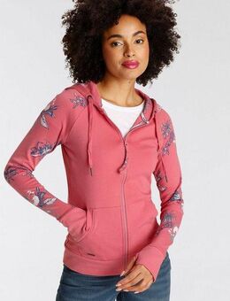 KangaROOS Kapuzensweatjacke mit blumigem Druck im Hawaii-Look