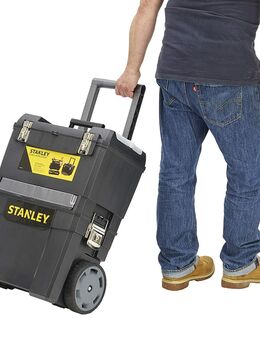Stanley Rollende Werkstatt, zwei separat verwendbare Werkzeugboxen, robuster Kunststoff, zwei Einheiten, Metallschließen, Organizer) Set 431 - Wuppertal