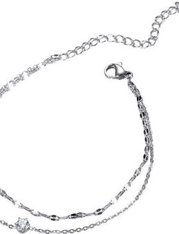Firetti Edelstahlkette Schmuck Geschenk Armband Kette Fußkette Bauchkette 2-reihig Fancy, mit Zirkonia (synth), in verschiedenen Längen erhältlich