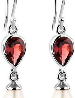 Elli Paar Ohrhänger Schmuck Geschenk Silber 925 Ohrringe, mit Granat - mit Muschelkernperle (synth)