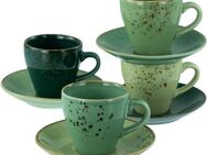 CreaTable Espressotasse Nature Collection Green Life, Espresso-Set, 8-tlg., Steinzeug, Handwerklicher Look, Vintage