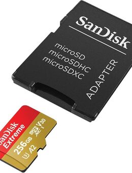 Speicherkarte 256GB MicroSDXC SanDisk Extreme, A2, V30, UHSIII, 200MB/s, inklusive SD Adapter, Windows 10 & 11 Update - 01-2024 - Fürth