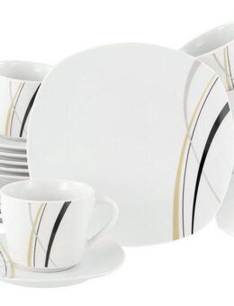 CreaTable Kaffeeservice Square City Line, Kaffee-Service 18-tlg (18-tlg), 6 Personen, Porzellan, Moderner Urban Style