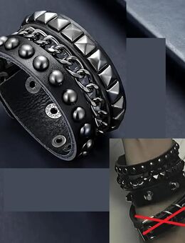 Armbänder schwarz, Leder und PU-Leder - Gemmingen