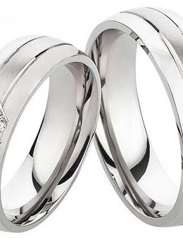 Ausgefallene Edelstahlringe E324 mit Zirkonias und Gravur - Aholming