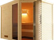 weka Sauna Design-Sauna CUBILIS 3, BxTxH: 248 x 198 x 205 cm, 45 mm, Blockbohlen im wekaLine-Profil