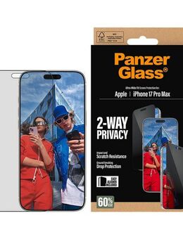 CARE by PanzerGlass Displayschutzglas 2-Way Privacy Ultra-Wide Fit Screen Protector für Apple iPhone 17 Pro Max, Displayschutzfolie, Schutzfolie, Bildschirmschutz, kratz- & stoßfest