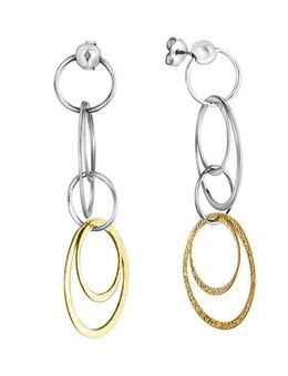 CELESTA Paar Ohrhänger Silber 925 zweifarbig glanz / diamantiert 60mm lang