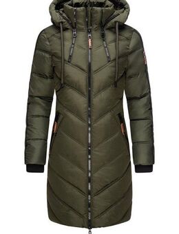Marikoo Wintermantel Armasa modischer Damen Winter Steppmantel mit Kapuze