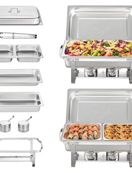 Profi Edelstahl Warmhaltebehälter 18L Chafing Dish Starter Set 2x groß /4x klein Warmhaltebehälter kommerzieller für Speisen, Torten, Catering Imbiss Restaurant Gastro Hotel Kantine - Wuppertal