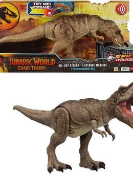 Mattel® Actionfigur Jurassic World All-Out Attack Tyrannosaurus Rex, mit Beißbewegung und Brüllgeräuschen