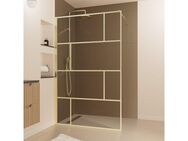 Marwell Walk-in-Dusche Bricks Gold, Einscheibensicherheitsglas, mit goldenen Siebdruck