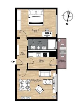 Tolle möblierte 2 Zimmerwohnung in ruhiger Lage von Niehl - Köln