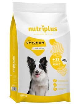3 kg / 15 kg Nutriplus Dog zum Sonderpreis! - Adult mit Huhn 15 kg