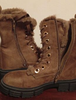 Wild-Leder Stiefel braun mit Fell Gr.38 Neu - Hirzenhain