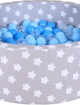 Knorrtoys® Bällebad Soft, Grey White Stars, mit 300 Bällen balls/soft Blue/Blue/transparent, Made in Europe