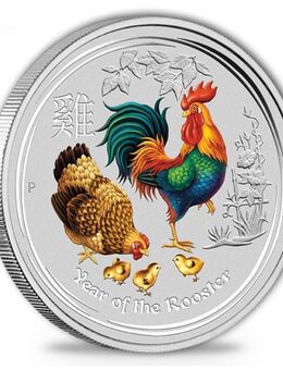 Lunar II Hahn 1/2 Oz Silber coloriert - Münster (Hessen)