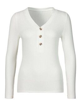 LASCANA Langarmshirt mit kurzer Knopfleiste aus weicher Viskose-Ripp-Qualität