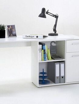 FMD Eckschreibtisch AUGSBURG, Schreibtisch/Sideboard m. Stauraum, beidseitig montierb., 117/148 cm