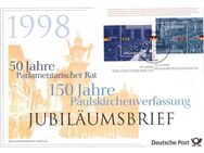 BRD: MiNr. 1986 - 1987 Block 43, "50 Jahre Parlamentarischer Rat / 150 Jahre Paulskirchenverfassung", amtlicher Jubiläumsbrief, Ersttagssonderstempel - Brandenburg (Havel)